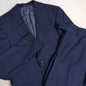 Ted Baker Navy Windowpane Wool Blend Two-Piece Suit